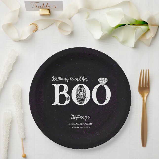 Assiettes En Carton Elle a trouvé son Boo Black Halloween Shower de Ma (Mariage)