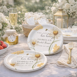 Assiettes En Carton Elle a trouvé son miel personnalisé pour une douch