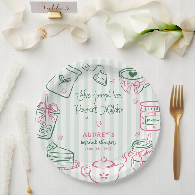 Assiettes En Carton Elle a trouvé son thé matcha vert pour la douche d (Mariage)