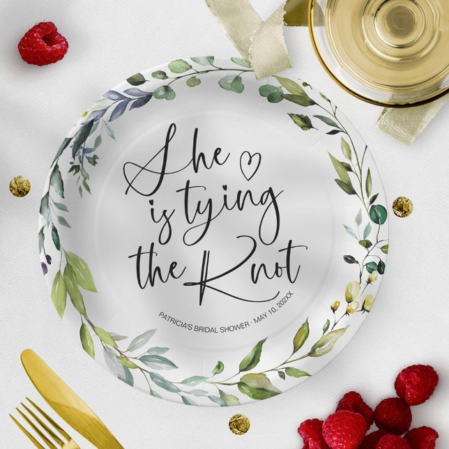 Assiettes En Carton Elle Attache La Fête des mariées Du Noeud (Créateur téléchargé)