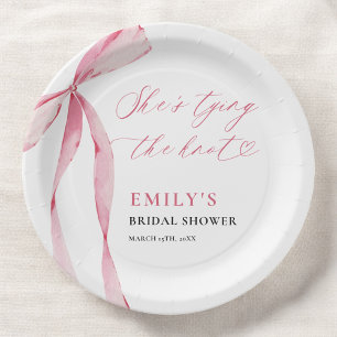 Assiettes En Carton Elle Attache le Nœud de Mariée