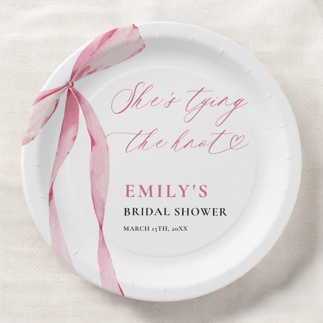 Assiettes En Carton Elle Attache le Nœud de Mariée (Créateur téléchargé)