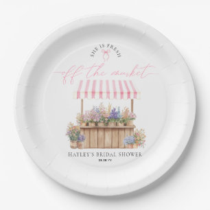 Assiettes En Carton Elle est fraîche sortie du marché Rose Fête de mar