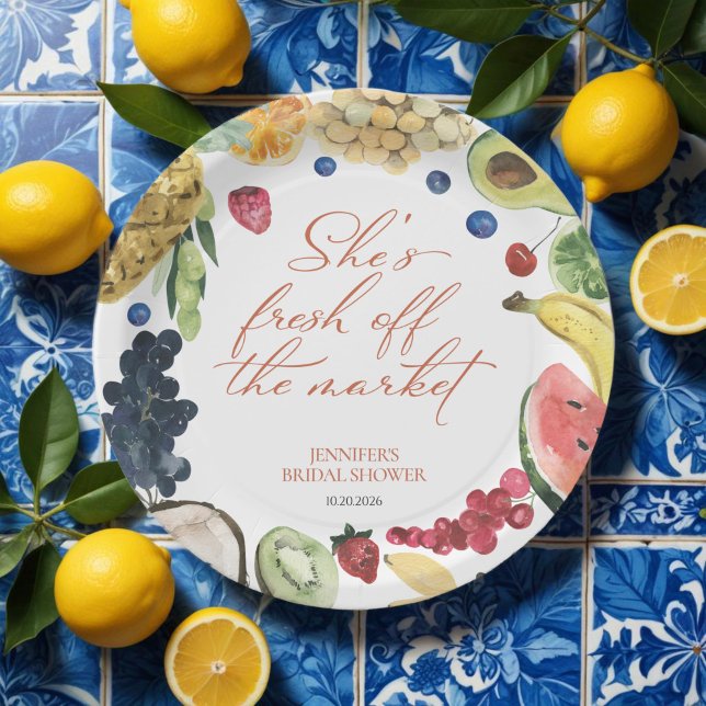 Assiettes En Carton Elle est hors du marché | Fête des mariées aquarel (Créateur téléchargé)