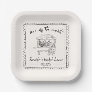 Assiettes En Carton "Elle est hors du marché" Shower de mariage dessin