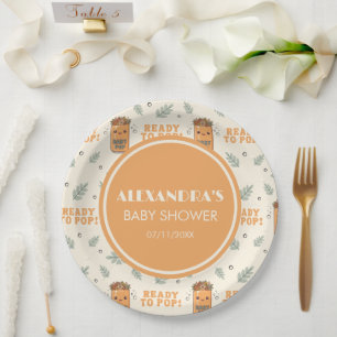 Assiettes En Carton Elle est prête à éclater Baby Shower Orange Boho K