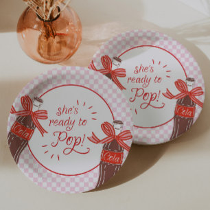 Assiettes En Carton Elle est prête à faire éclater les damiers rose et