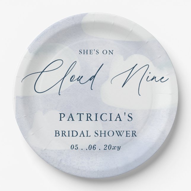 Assiettes En Carton Elle est sur Cloud Nine Bridal Shower (Devant)