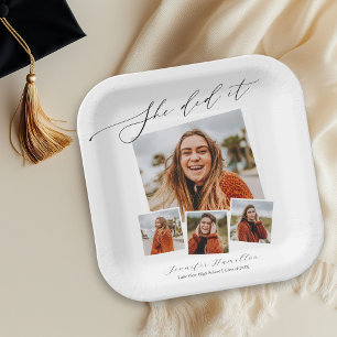 Assiettes En Carton Elle l'a fait Minimaliste Photo Grad Fête