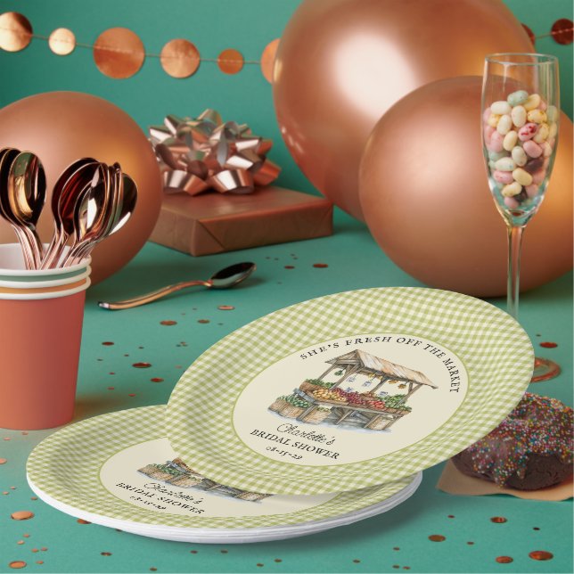 Assiettes En Carton Elle n'a plus la Fête des mariées du marché (Multi)