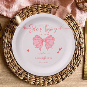 Assiettes En Carton Elle noue la Fête des mariées de la patte rose