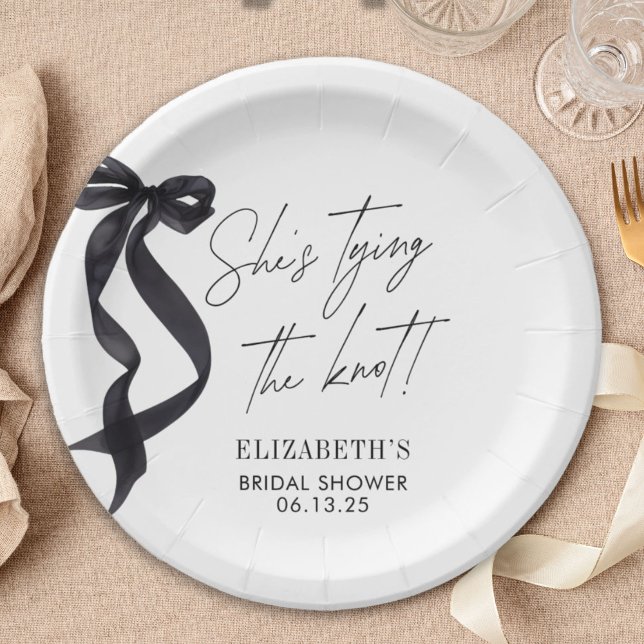 Assiettes En Carton Elle noue la Fête des mariées du noeud (Créateur téléchargé)