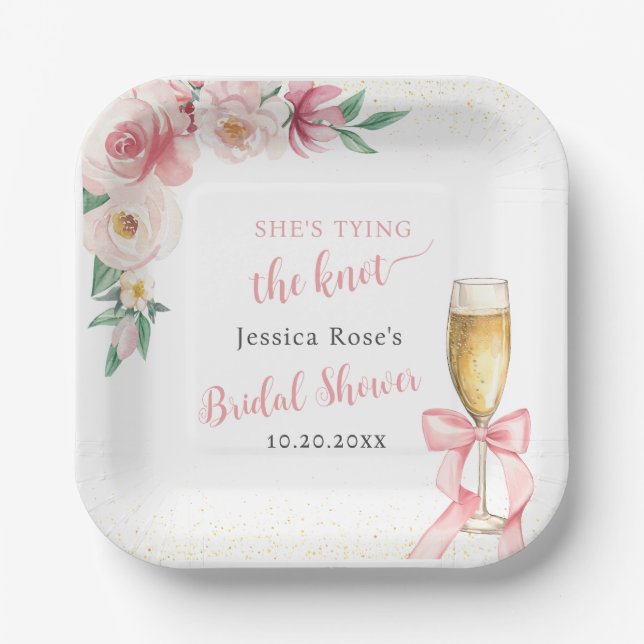 ASSIETTES EN CARTON ELLE NOUE LE NOEUD LANCEMENT DE MARIAGE (Recto)