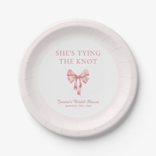 Assiettes En Carton Elle Noue le Nœud Rose Tendre Coquette Shower