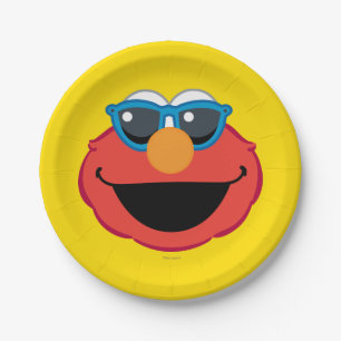 Assiettes En Carton Elmo visage souriant avec lunettes de soleil