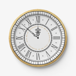 Assiette Nouvel An Horloge 26cm - Réveillon - Paquet de 10 - 2.50€