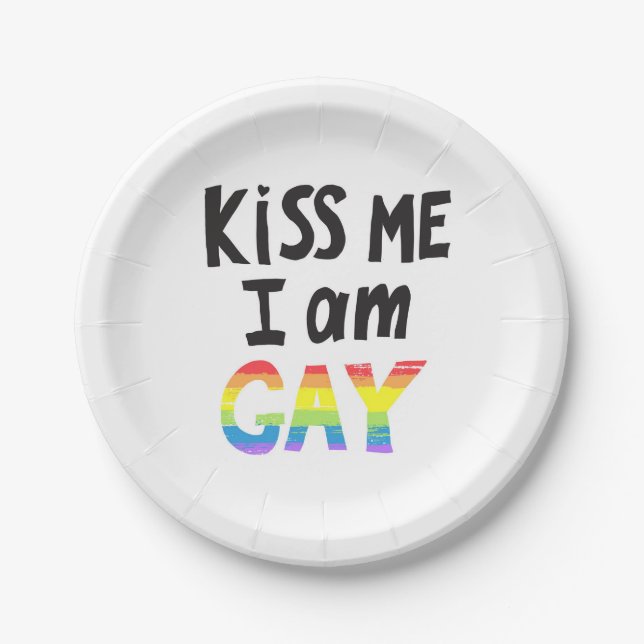 Assiettes En Carton Embrasse-moi je suis gay (Devant)