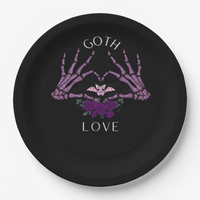 Assiettes En Carton Embrassez Goth Skeleton Heart (Devant)