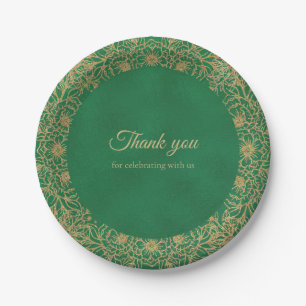 Assiettes En Carton Emerald Green Gold Quinceañera Sweet 15