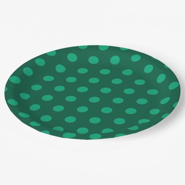 Assiettes En Carton Emerald Green Polka Dots  (Angle)