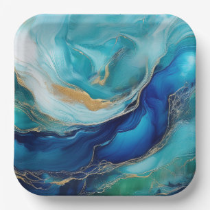 Assiettes En Carton Emerald Waves : Symphonie en bleu et vert