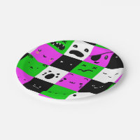 Emoji affronte Kawaii vert violet noir