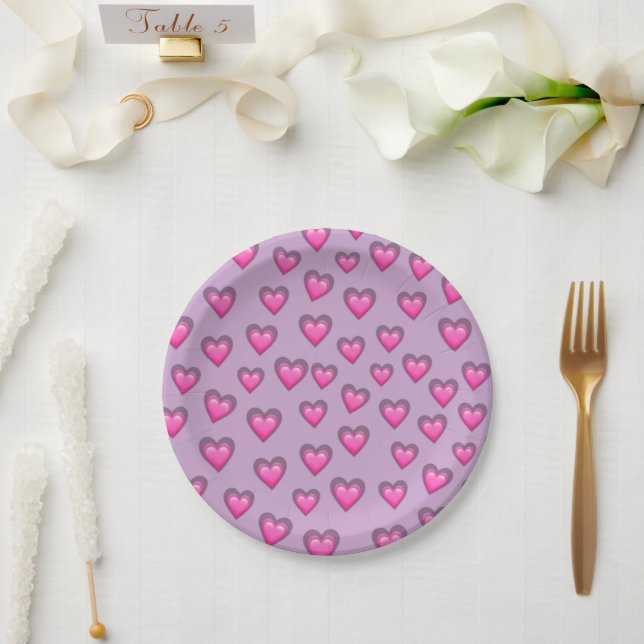 Assiettes En Carton Emoji de la Saint Valentin (Mariage)