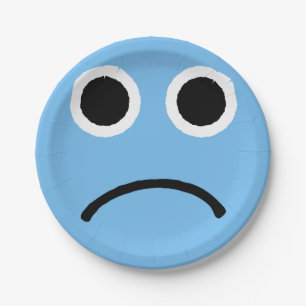 Assiettes En Carton Emoticon Emoji face bleu triste