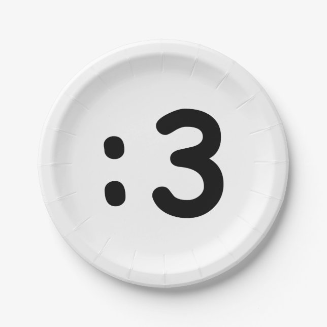 Assiettes En Carton Émoticône face chat : 3 (Devant)