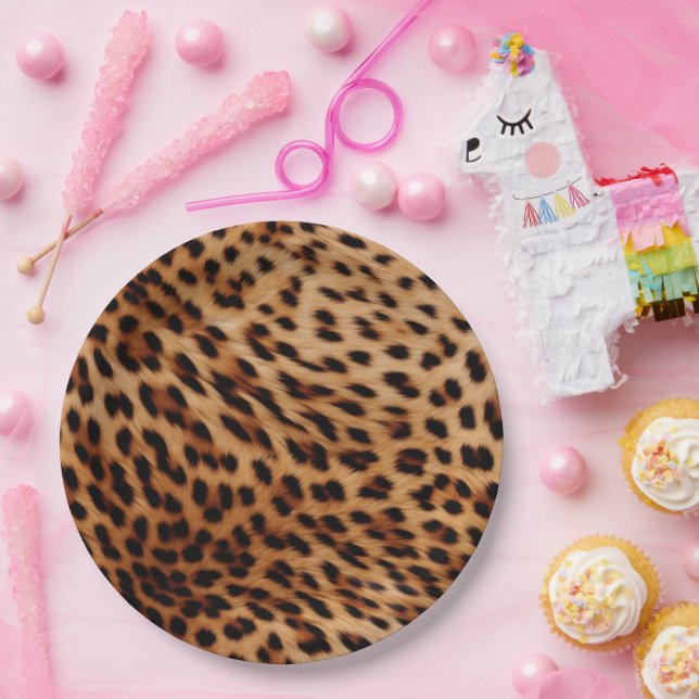 Assiettes En Carton Empreinte de léopard Brown de crème (Fête)