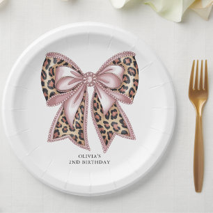 Assiettes En Carton Empreinte de léopard Two Wild Bow 2e anniversaire
