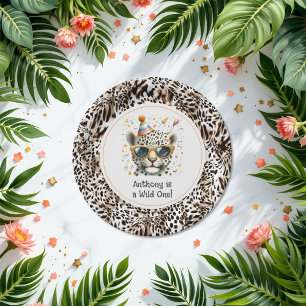 Assiettes En Carton Empreinte de léopard "Wild One" fête d'anniversair