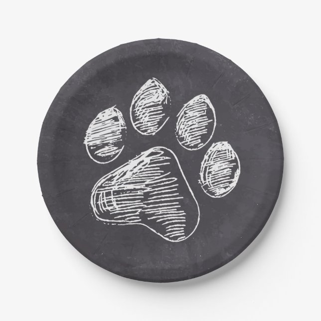 Assiettes En Carton Empreinte de patte Chalkboard - Pawty Chiot - Anni (Devant)