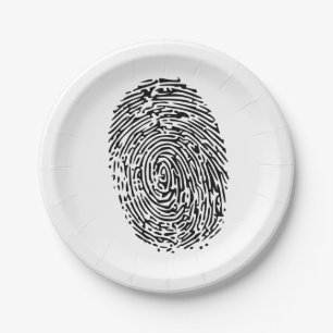 Assiettes En Carton Empreinte digitale noire de mystère