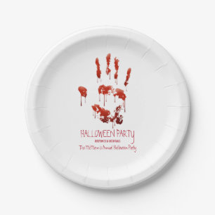 Assiettes En Carton Empreinte sanglante Plaques papier d'Halloween