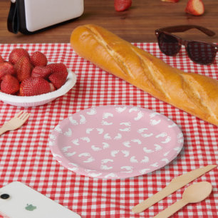 Assiettes En Carton Empreintes Bébé, Pied Bébé, Marches, Fille Rose