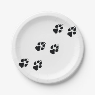 Assiettes En Carton Empreintes de pattes d'un chien