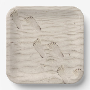 Assiettes En Carton Empreintes De Sable De Plage