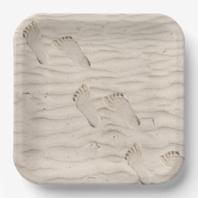 Assiettes En Carton Empreintes De Sable De Plage (Recto)