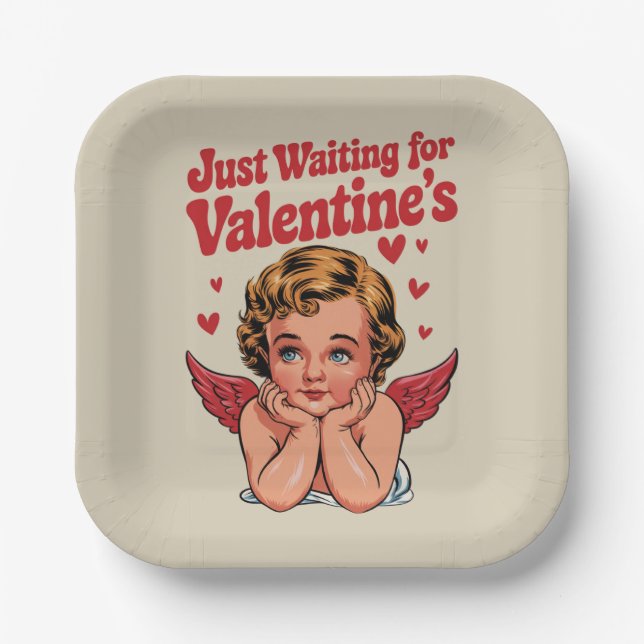 Assiettes En Carton En attendant simplement la Saint-Valentin Bébé Cup (Recto)