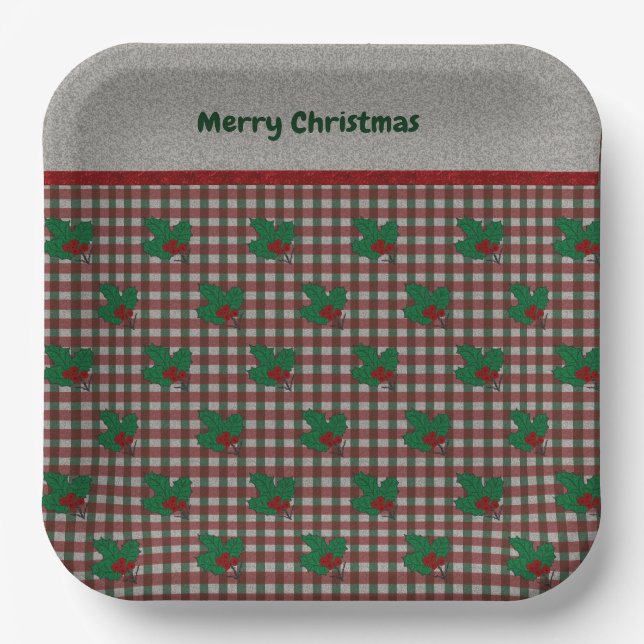 Assiettes En Carton en vichy de Noël des années 1940 (Recto)