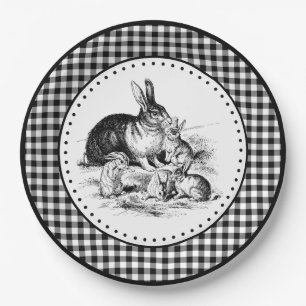 Assiettes En Carton En vichy lapin