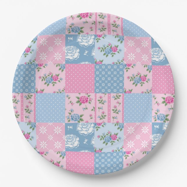 Assiettes En Carton En vichy multicolore Patchwork Quilt (Devant)