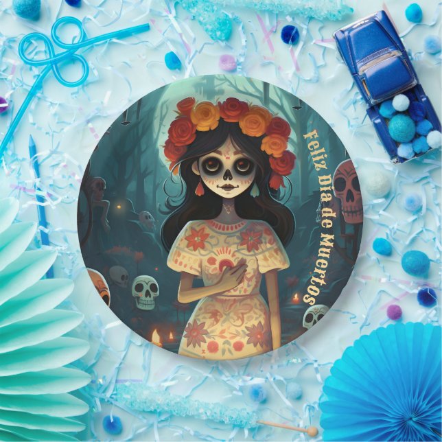 Assiettes En Carton 🌹 Enchanter Catrina Die de Muertos 🌹 (Fête)