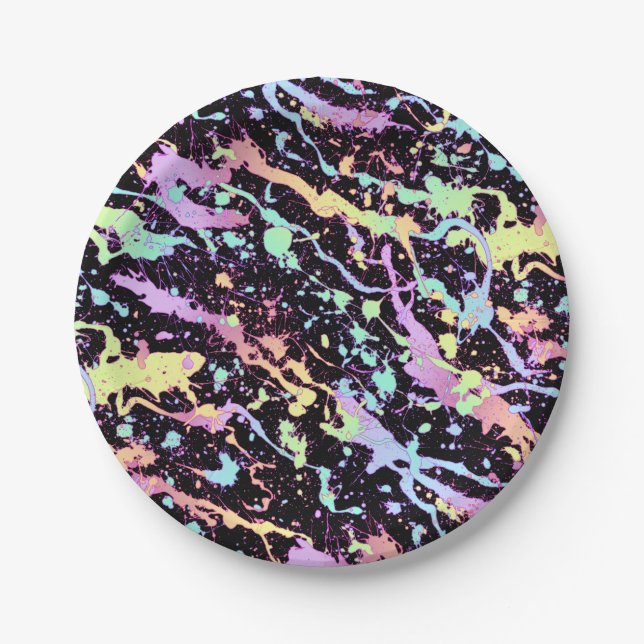 Assiettes En Carton encre arc-en-ciel extrême : (Devant)