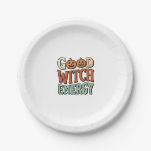 Assiettes En Carton Énergie de bonne sorcière Design vectoriel Hallowe