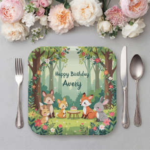 Assiettes En Carton Enfant animal de bois mignon anniversaire