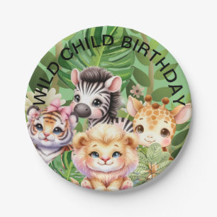 Assiettes En Carton Enfant Sauvage Animaux Kawaii de la Jungle