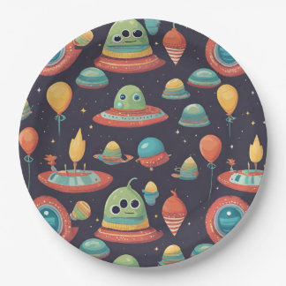 Assiettes En Carton Enfants aliens serviettes de fête d'anniversaire