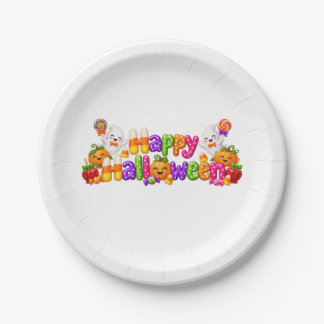 Assiettes En Carton Enfants Citrouilles D'Halloween Mignonnes Bonbons